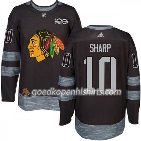 Chicago Blackhawks Patrick Sharp 10 1917-2017 100th Anniversary Adidas Zwart Authentic Shirt - Mannen